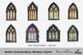 Gothic Stained Glass Window Clipart Bundle