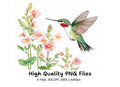 Hummingbird and Pink Flowers Clipart Bundle