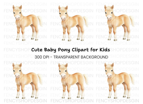 Adorable Palomino Foal Clipart Bundle