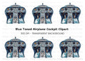 Blue Airplane Cockpit Clipart Bundle