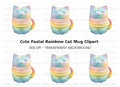 Cute Pastel Rainbow Cat Clipart Bundle