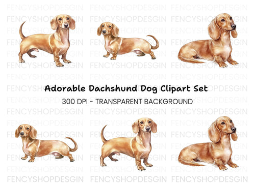 Adorable Dachshund Clipart Bundle
