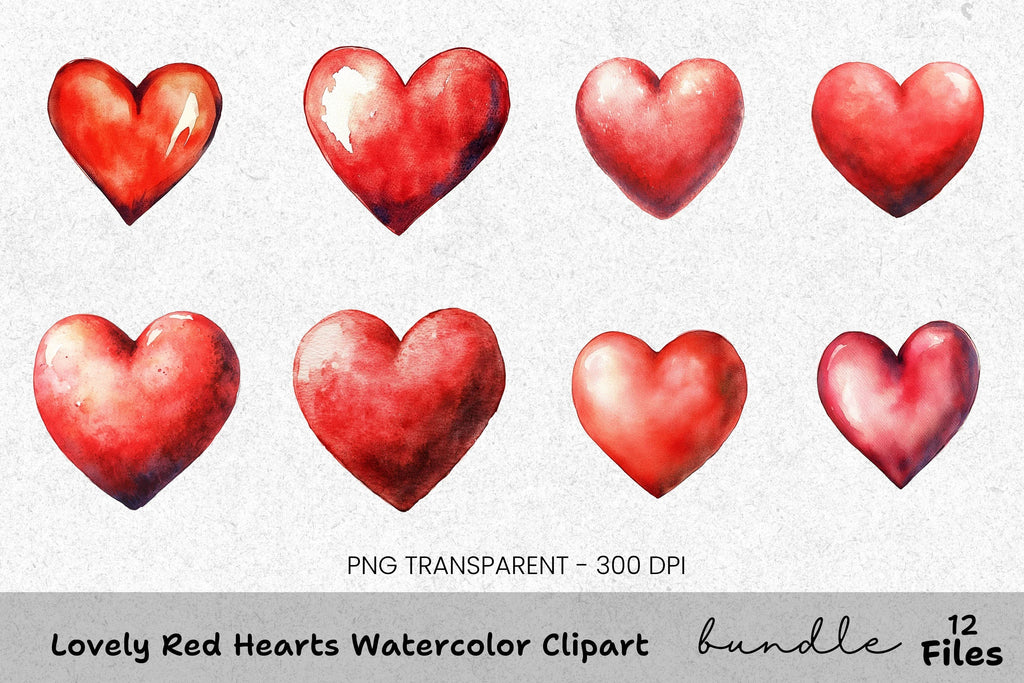 Lovely Red Hearts Clipart Bundle