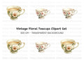 Elegant Floral Teacups Clipart Bundle