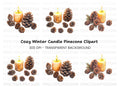 Christmas Candles and Pinecones Clipart Bundle