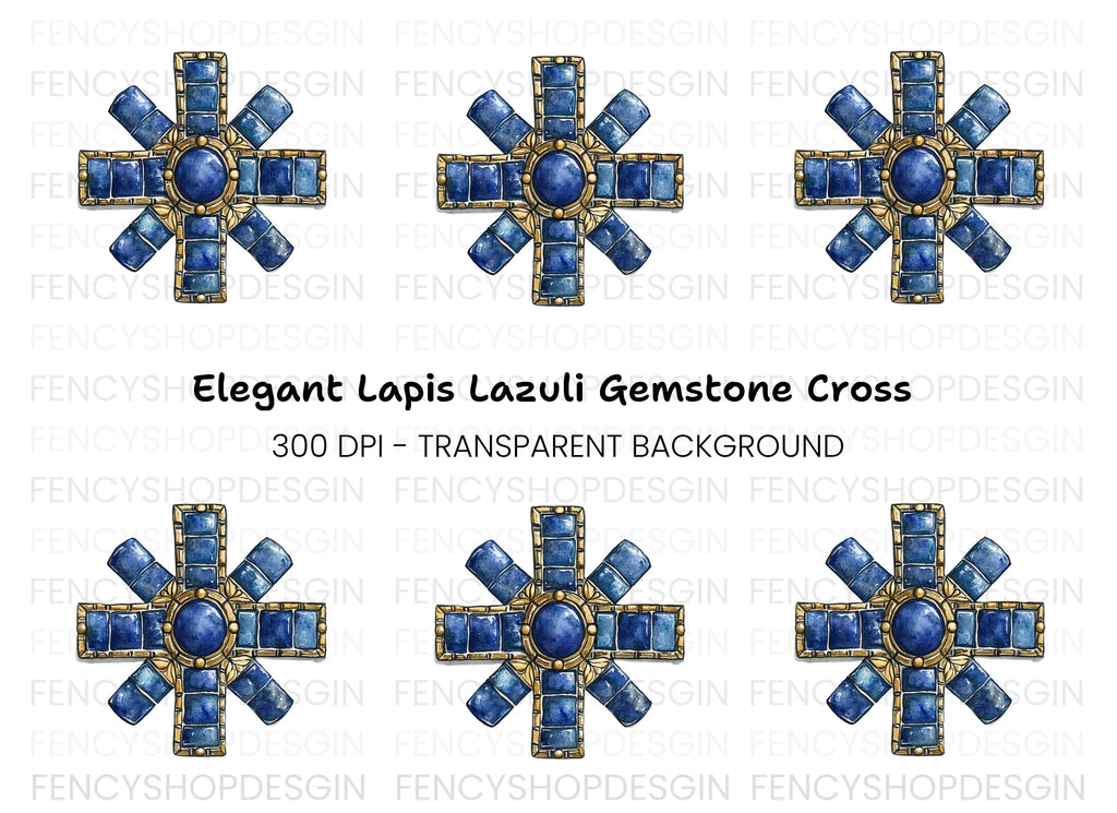 Byzantine Cross Blue Gemstones Clipart Bundle