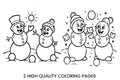 Happy Snowmen Winter Scene Coloring Books