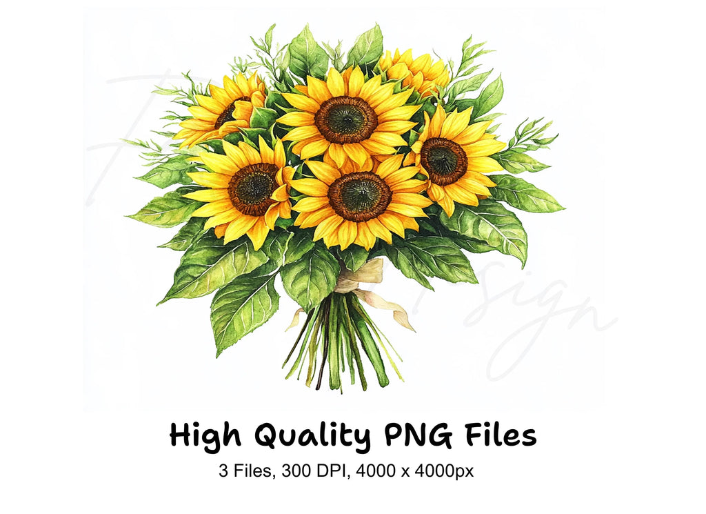 Sunflower Bouquets Clipart Bundle