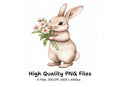 Cute Bunnies with Flower Bouquets Clipart Bundle