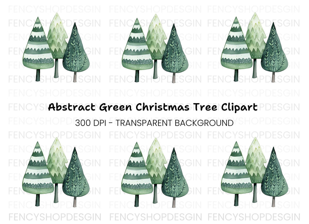 Winter Forest Tree Clipart Bundle