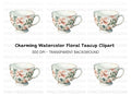 Elegant Floral Teacup Clipart Bundle