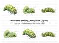 Cute Green Caterpillar Clipart Bundle