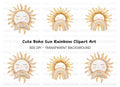 Boho Sun and Rainbow Clipart Bundle
