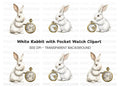 White Rabbit with Pocket Watch Clipart Bundle