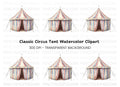 Classic Red and Blue Circus Tent Clipart Bundle