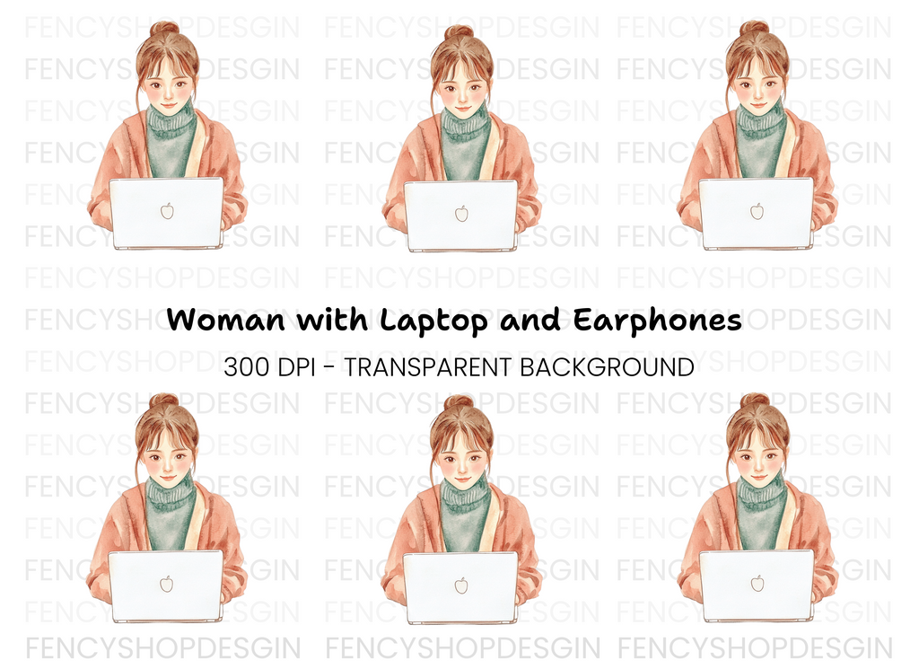 Girl With Laptop Clipart Bundle
