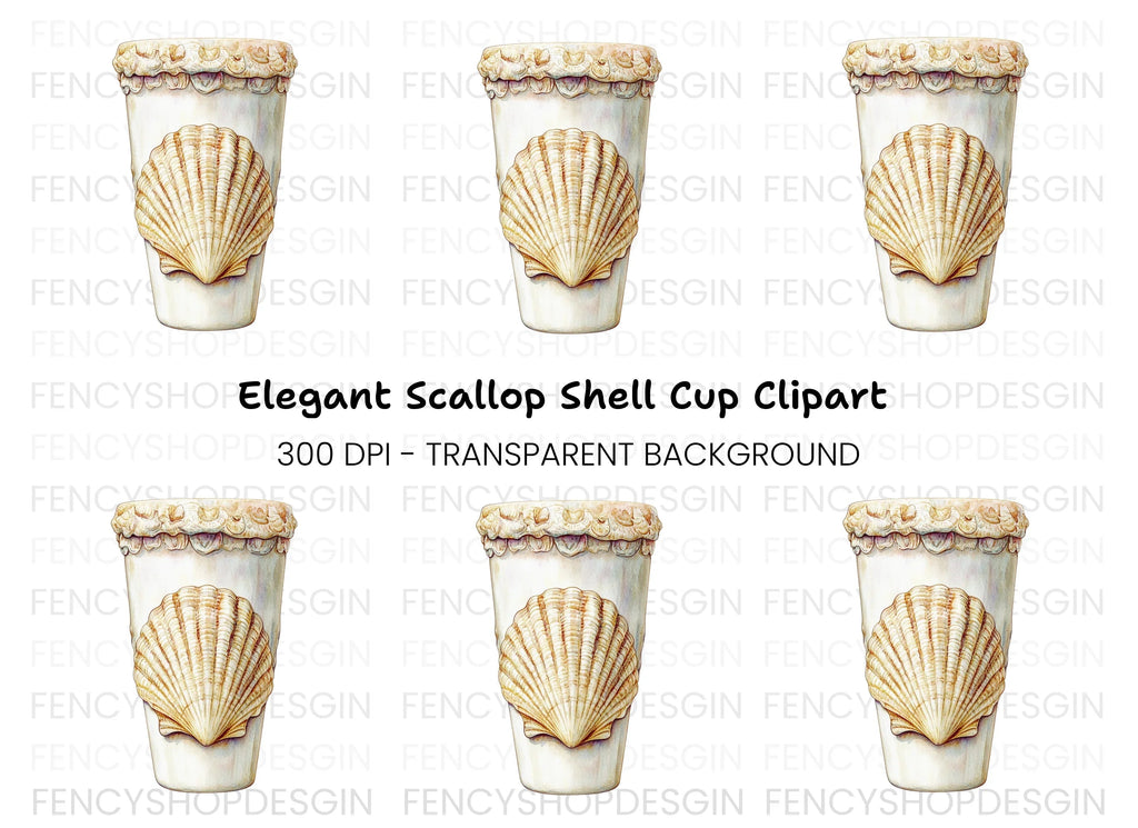 Elegant Seashell Tumbler Clipart Bundle