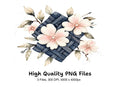 Pink Cherry Blossom Denim Clipart Bundle