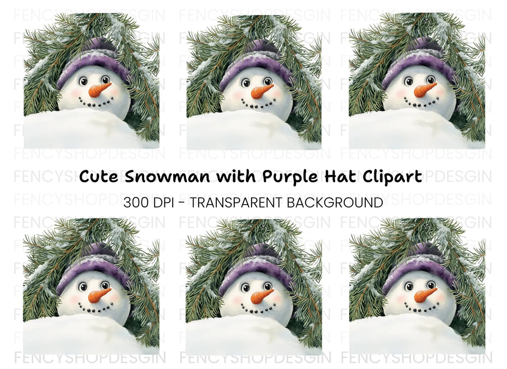 Cute Snowman Peeking Winter Clipart Bundle