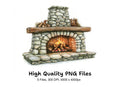 Rustic Stone Fireplace Clipart Bundle