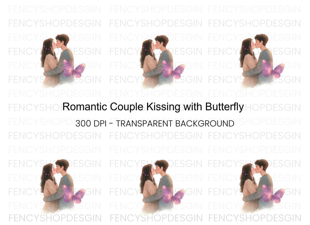 Romantic Couple Kissing Clipart Bundle