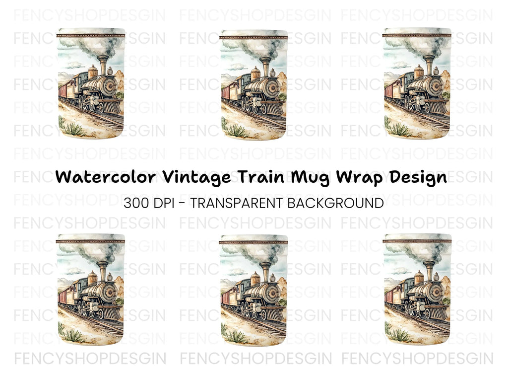 Vintage Train Landscape Clipart Bundle