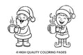 Santa and Elf Hot Drink Coloring Books