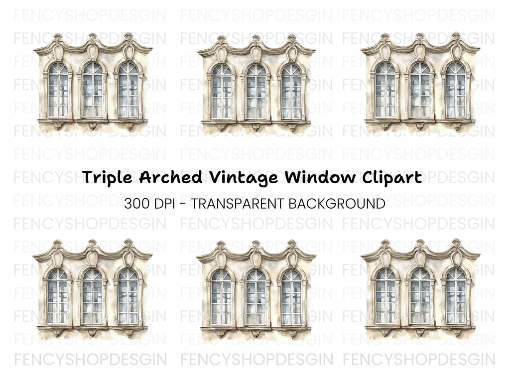 Triple Arch Window Clipart Bundle