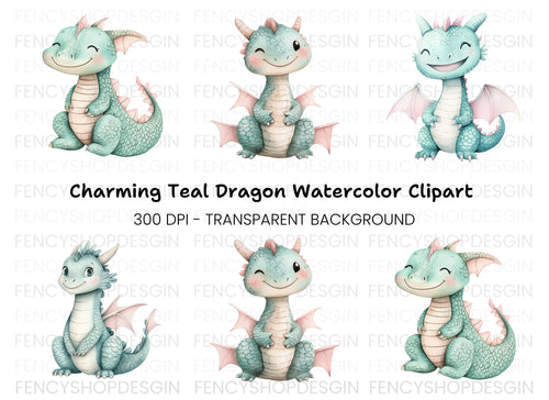 Adorable Cartoon Dragon Illustrations Clipart Bundle