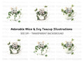 Cute Mice in Teacups Clipart Bundle