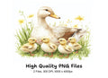Mother Duck and Ducklings in Grass Clipart Bundle