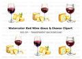 Red Wine and Cheese Delights Clipart Bundle