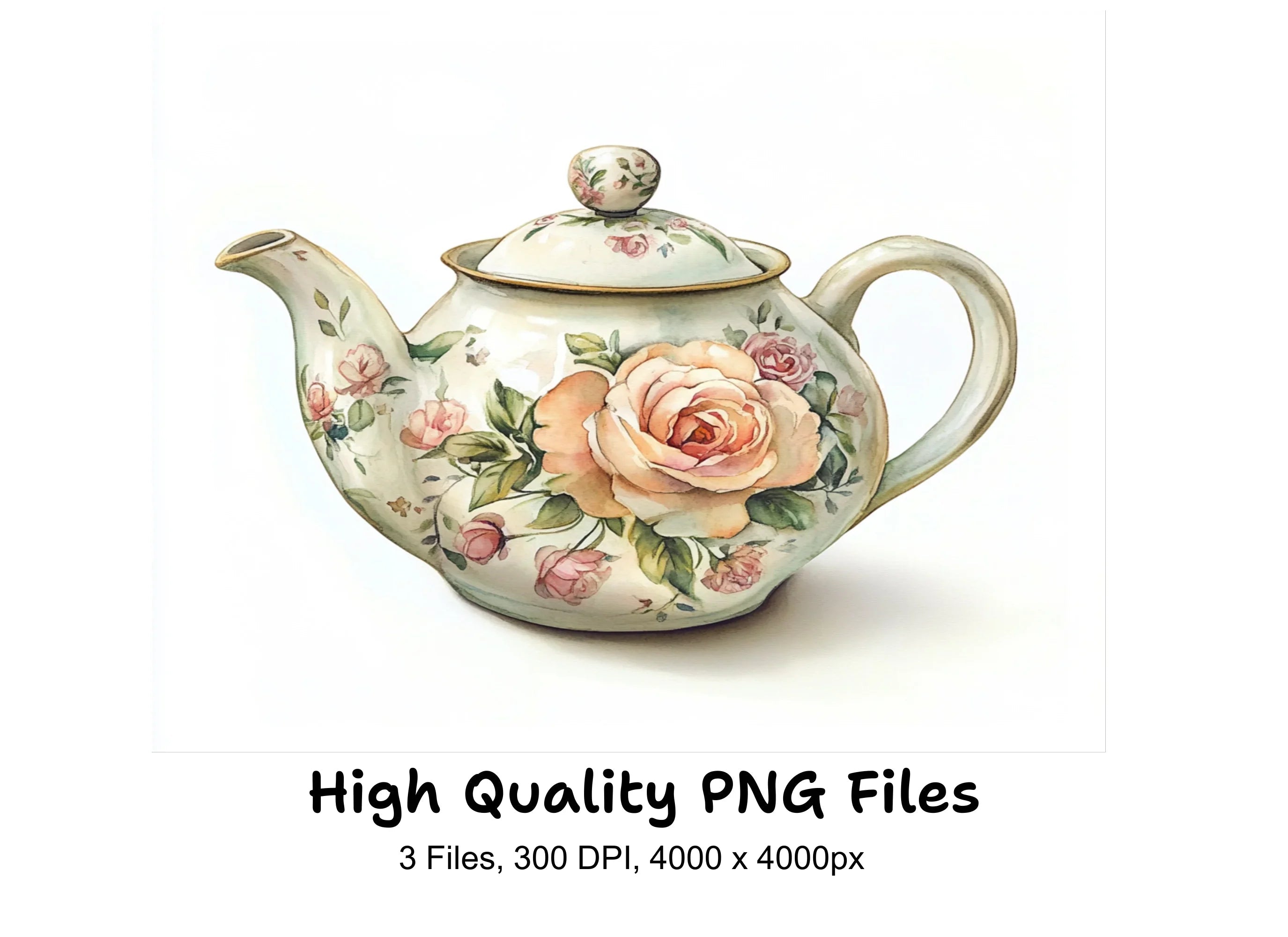 Elegant Floral Teapot Clipart Bundle