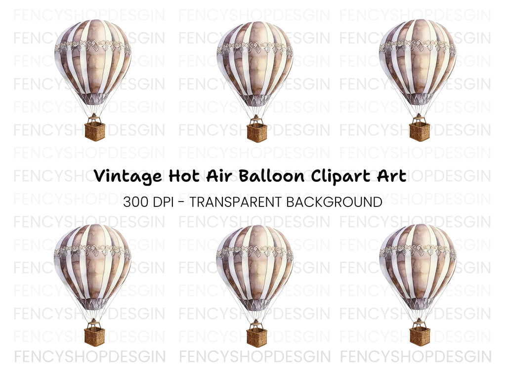 Elegant Hot Air Balloon Clipart Bundle