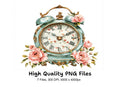 Vintage Floral Alarm Clock Clipart Bundle