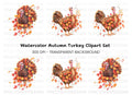 Thanksgiving Turkey Autumn Leaves Clipart Bundle