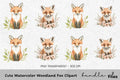 Cute Woodland Fox Clipart Bundle