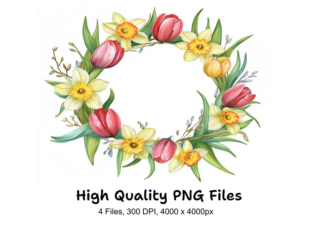 Spring Floral Wreaths Clipart Bundle
