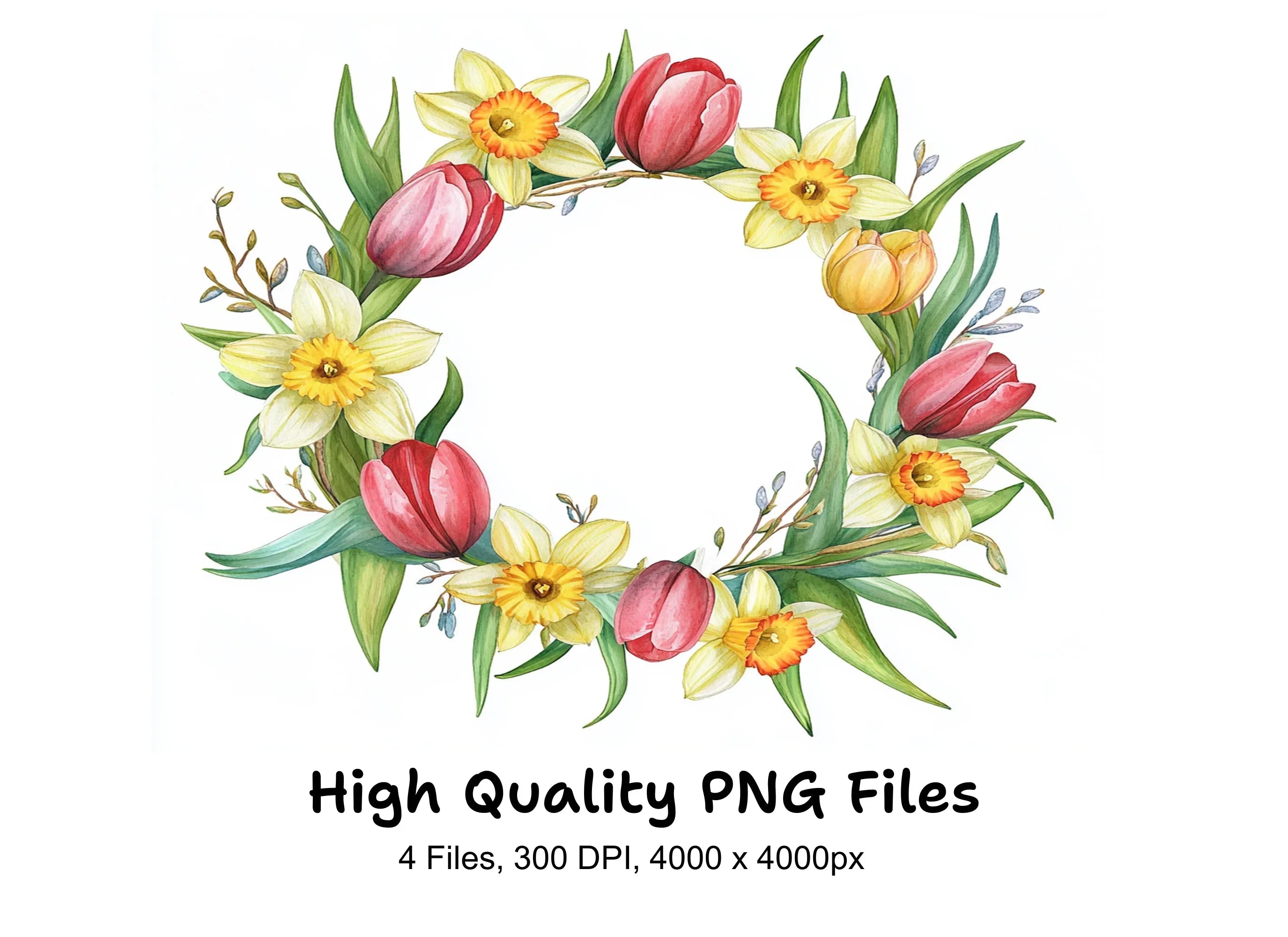 Spring Floral Wreaths Clipart Bundle