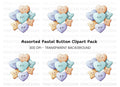 Cute Pastel Heart and Star Buttons Clipart Bundle
