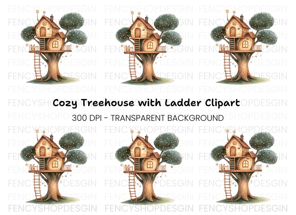 Cozy Woodland Treehouse Clipart Bundle