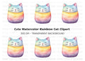 Cute Rainbow Cat Clipart Bundle