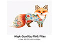 Vibrant Folk Fox Clipart Bundle