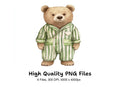Cute Bear in Green Striped Pajamas Clipart Bundle