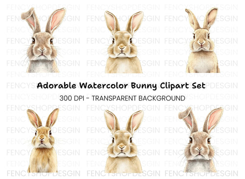 Adorable Bunny Rabbit Clipart Bundle