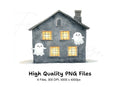 Spooky Haunted House Ghost Clipart Bundle