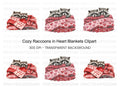 Raccoons in Heart Blankets Clipart Bundle