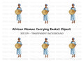 African Woman with Basket Clipart Bundle