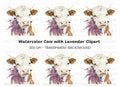 Highland Cow with Lavender Clipart Bundle