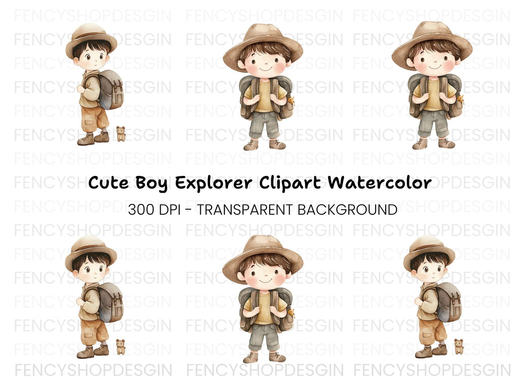 Cute Boy Explorer Clipart Bundle